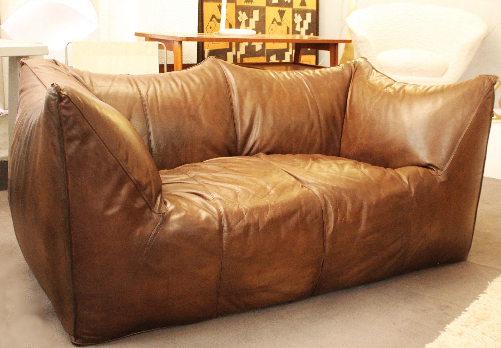 Bambole Brown Leather Sofa By Mario Bellini For B B Italia