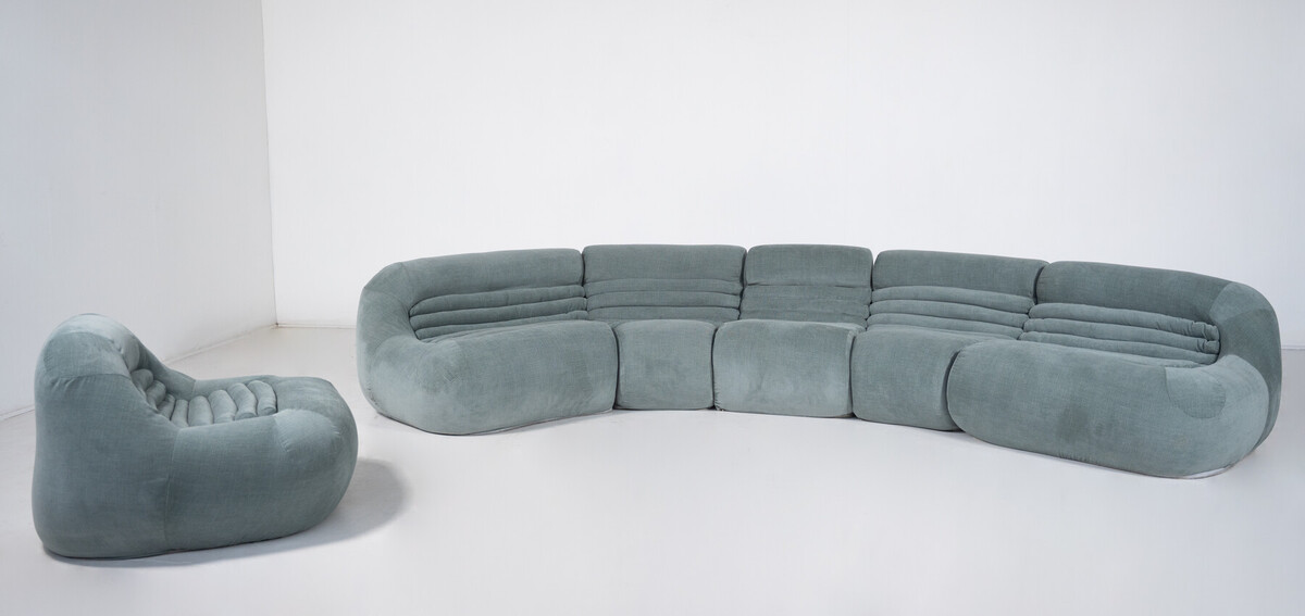 Carrera Sofa and Armchair by De Pas D’Urbino and Lomazzi for BBB Bonacina, 1960s - New Upholstery