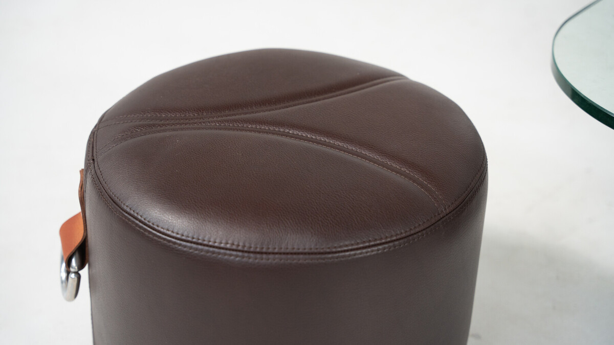 Coffee Table and 4 Stools by Guido Faleschini, Leather, 1970s