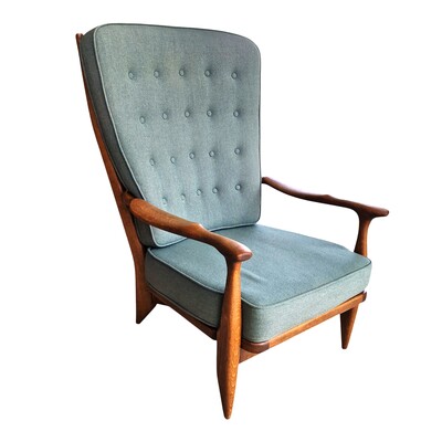 'Edouard' solid oak armchair by Guillerme & Chambron for Votre Maison, France, 