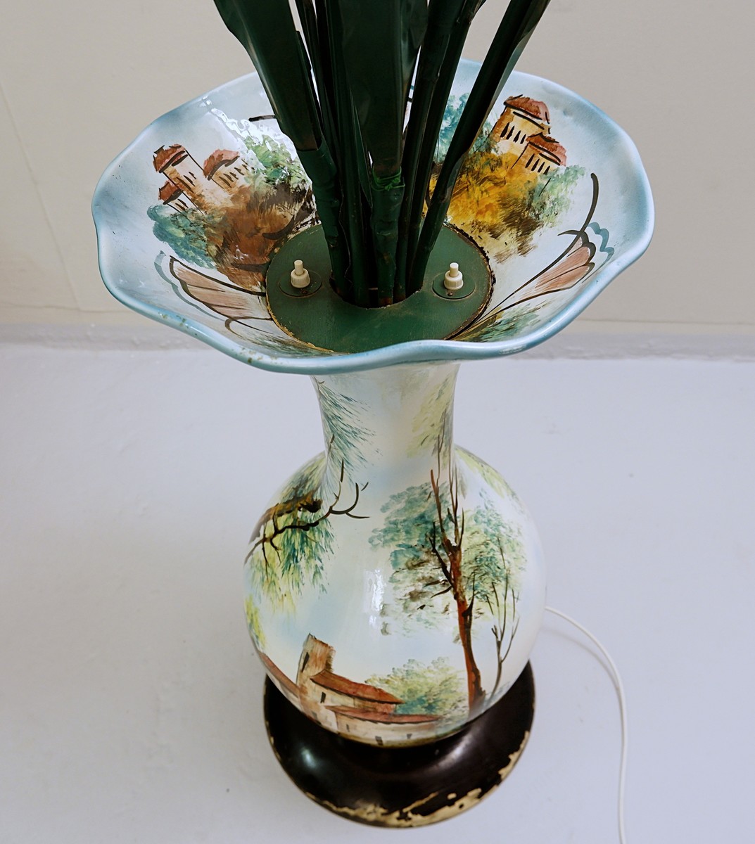 Italian Ceramic Vase Flowers Floor Lamp Via Antica Recent