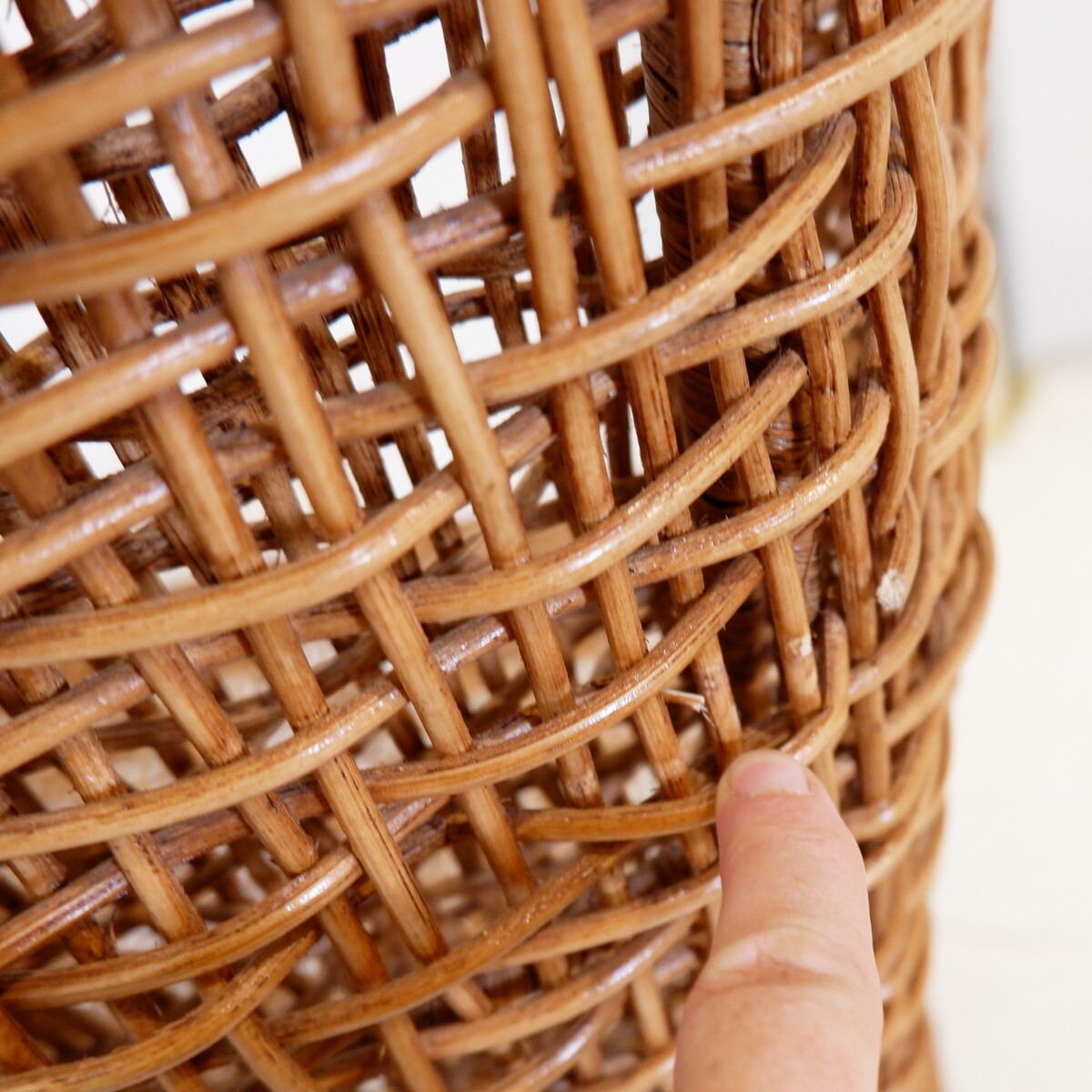 Metal and woven rattan side chair