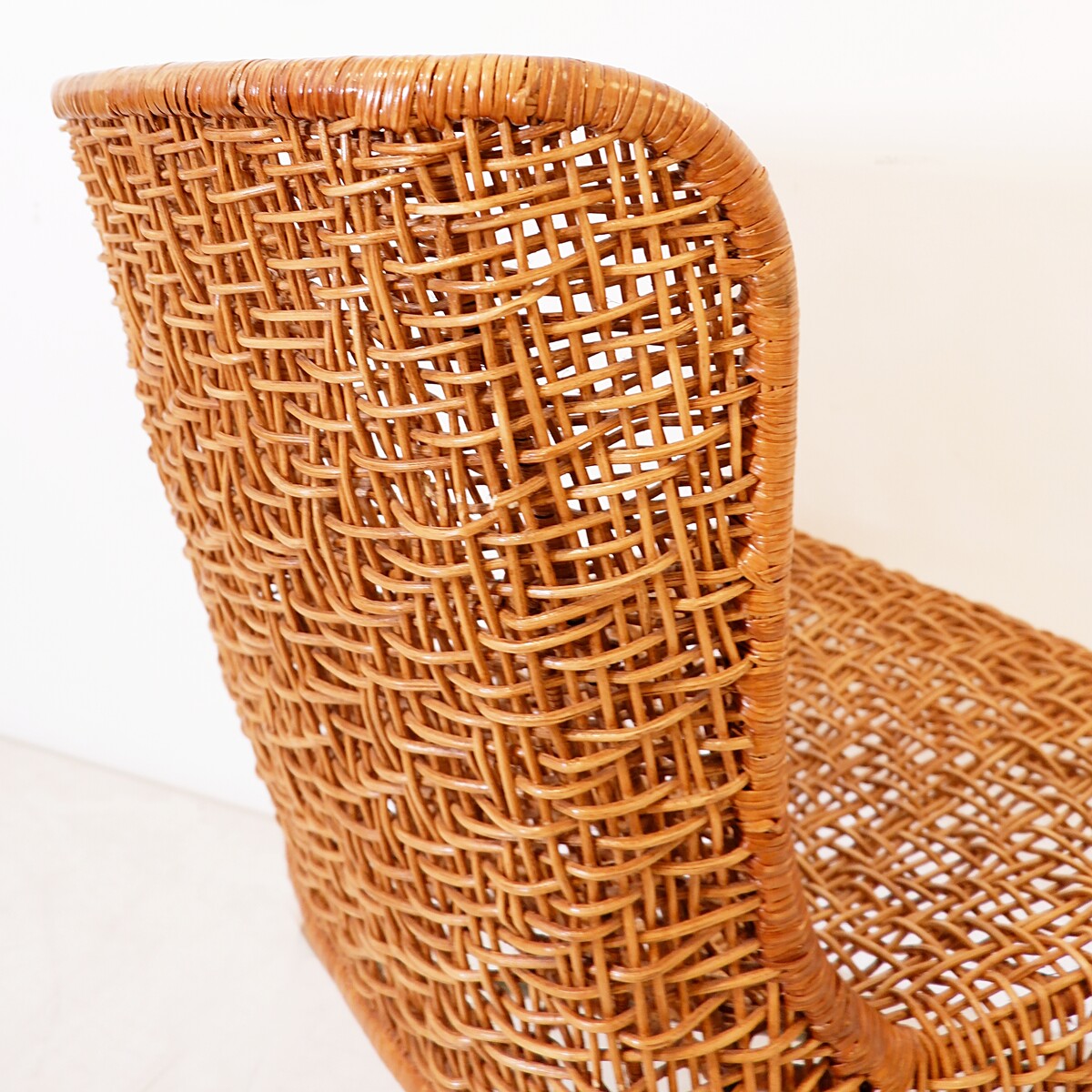 Metal and woven rattan side chair