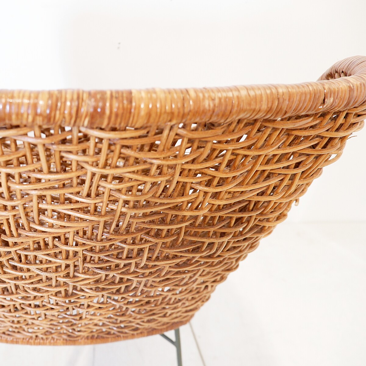 Metal and woven rattan side chair