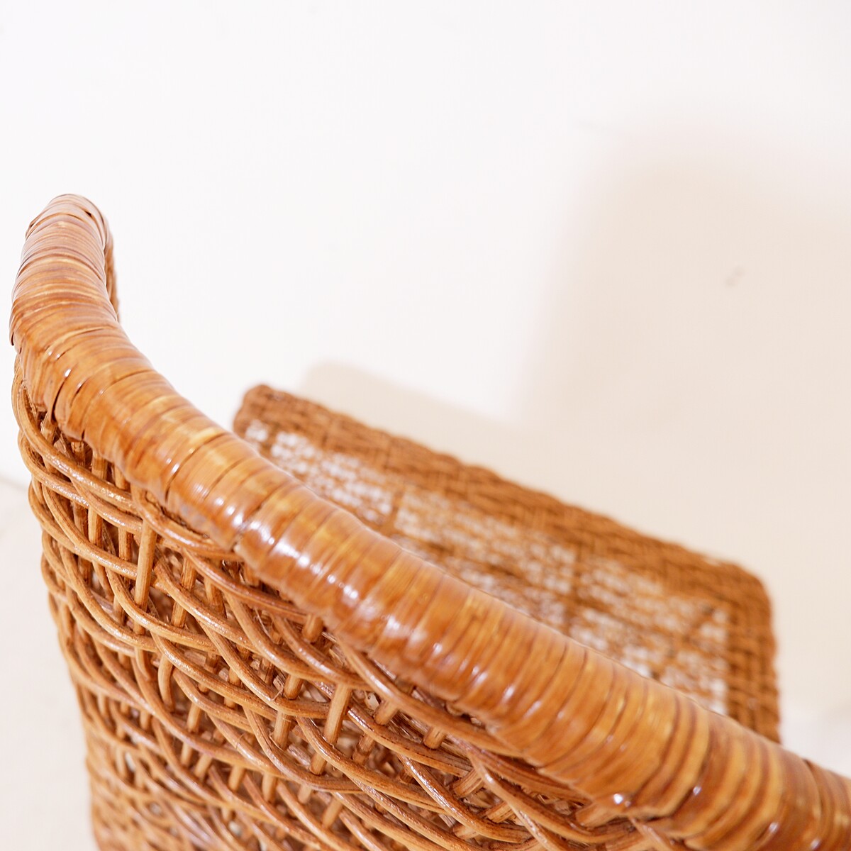 Metal and woven rattan side chair