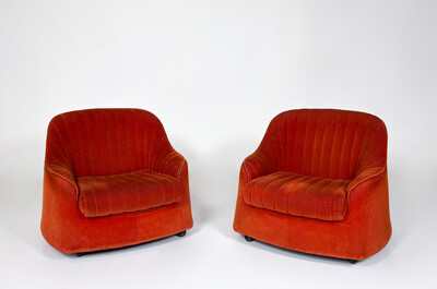 Pair of Ciprea Armchairs by Afra and Tobia Scarpa for Cassina- Original upholstery