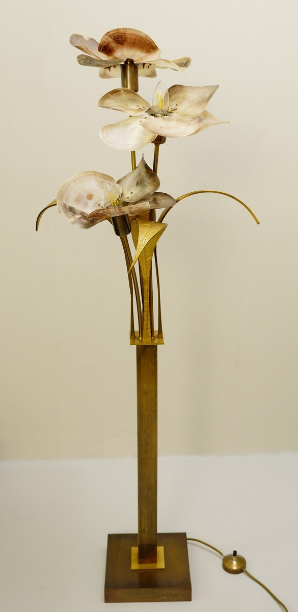 Willy Daro Floor Lamp In Bronze And Mother Of Pearl Belgium Ca