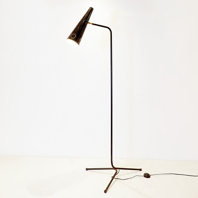 1950s floor lamp - openwork lampshade