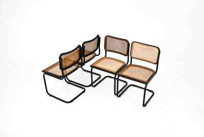 All Black Dining Chairs Style B32 By Marcel Breuer, set of4