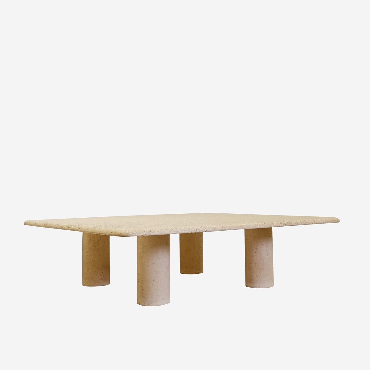 Angelo Mangiarotti square travertin coffee table