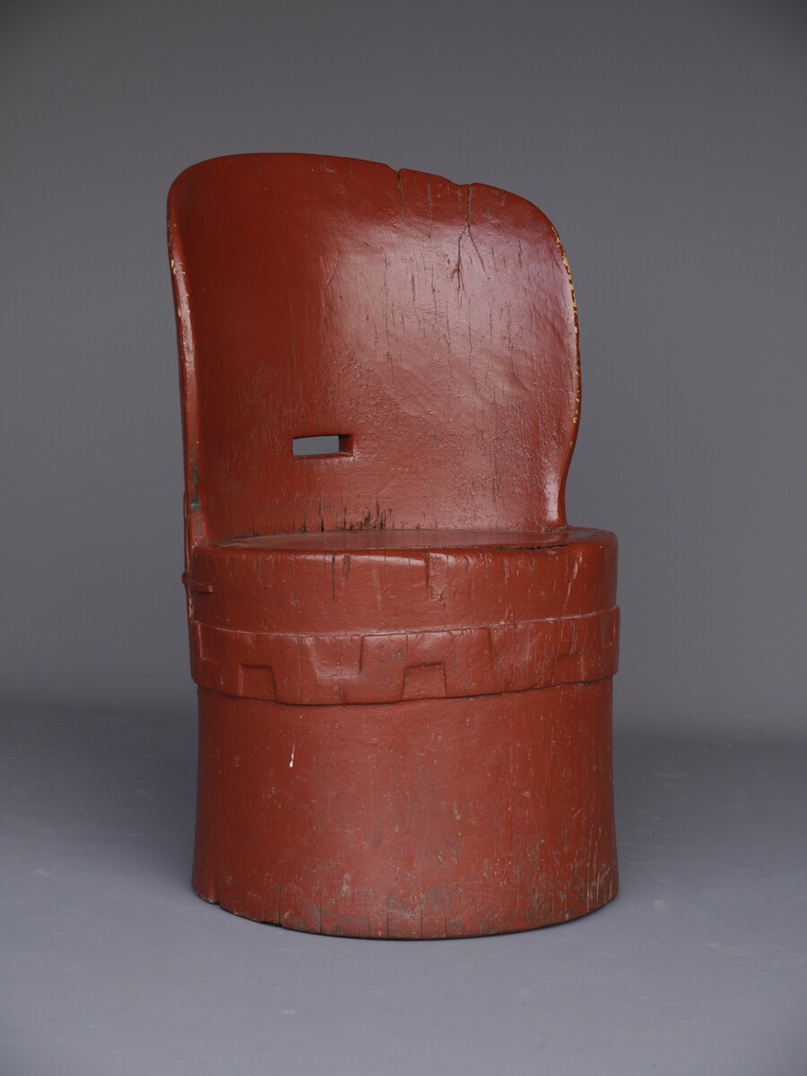 Antique Scandinavian wooden Kubbestol chair