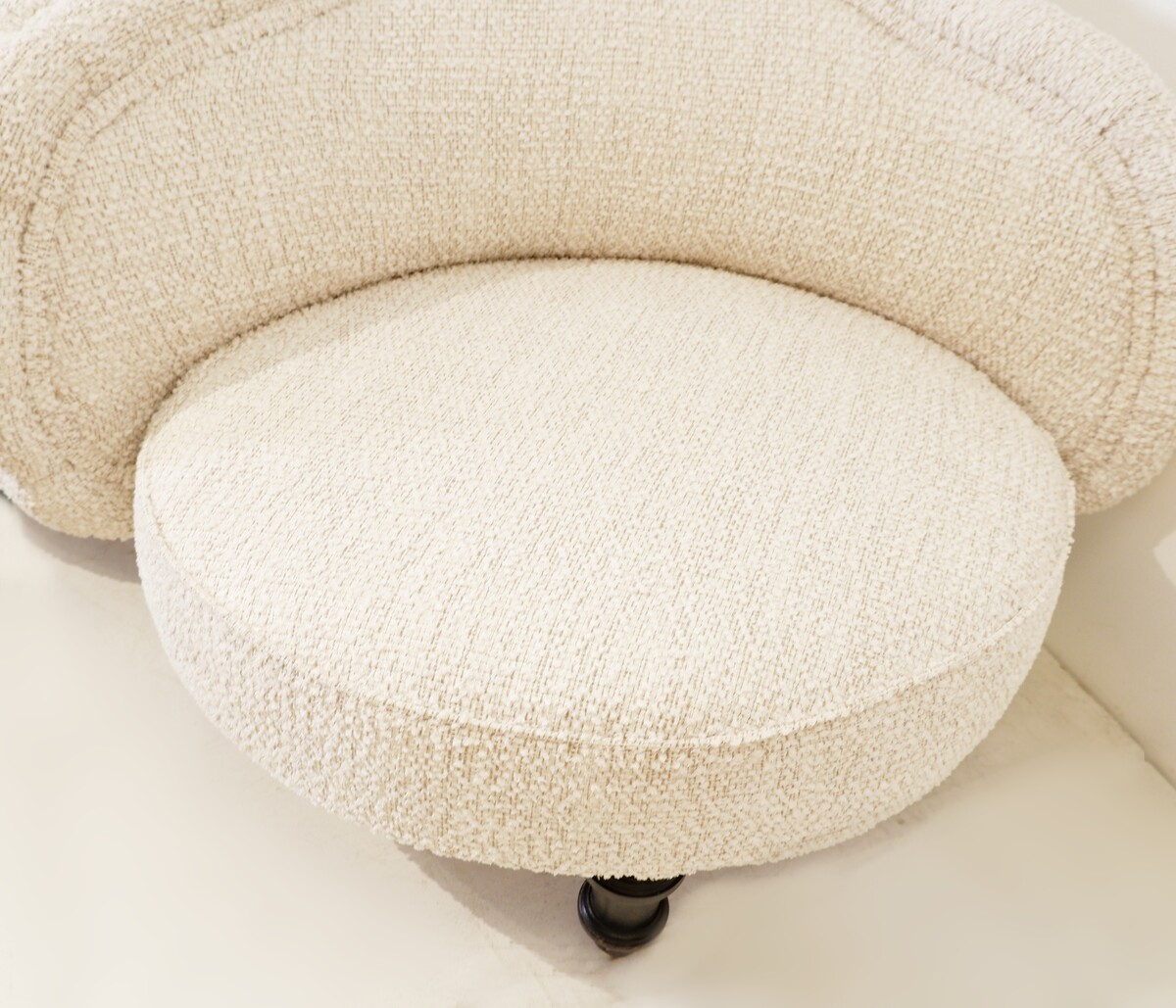 Antique Two Seater Sofas - New light cream textured fabric upholstery
