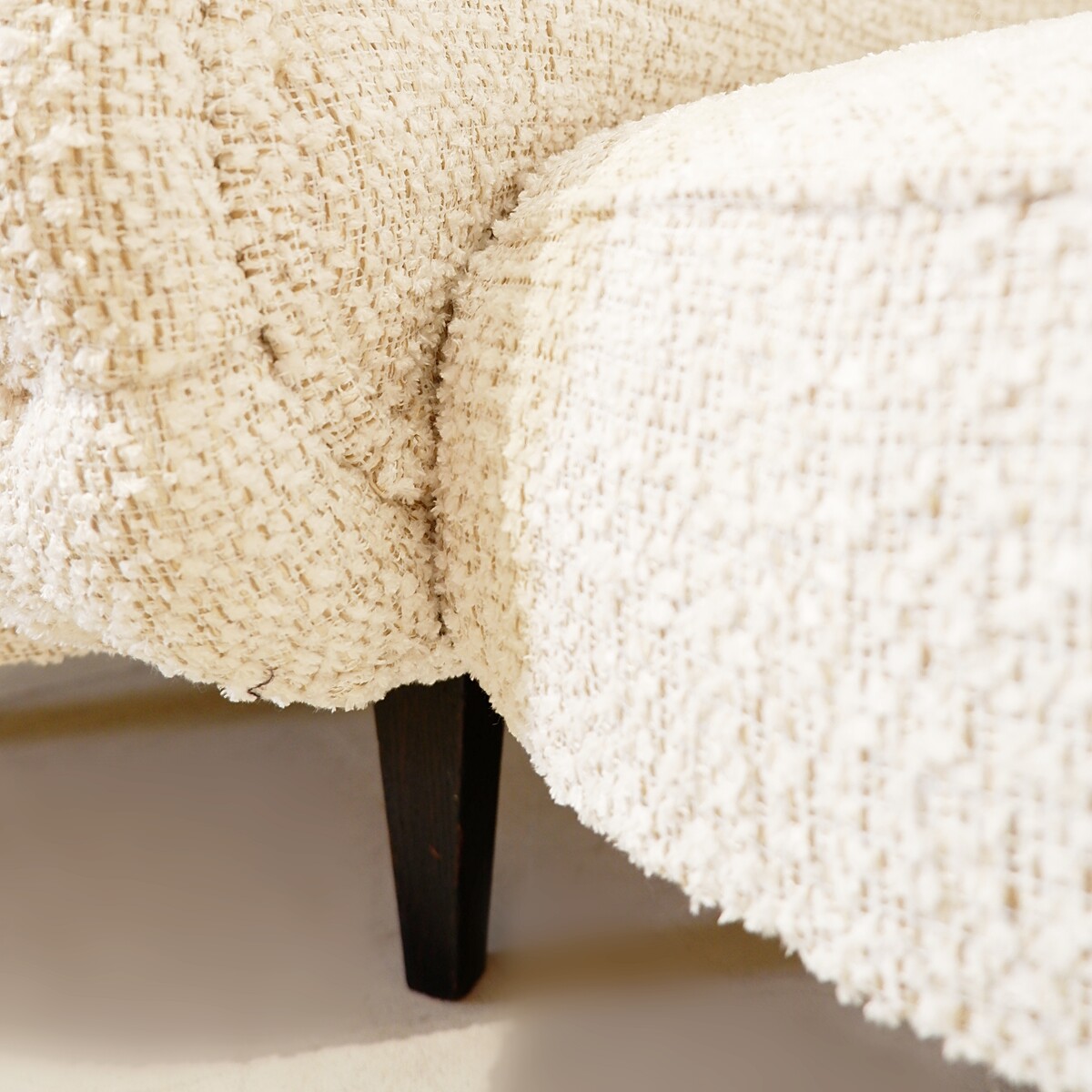 Antique Two Seater Sofas - New light cream textured fabric upholstery
