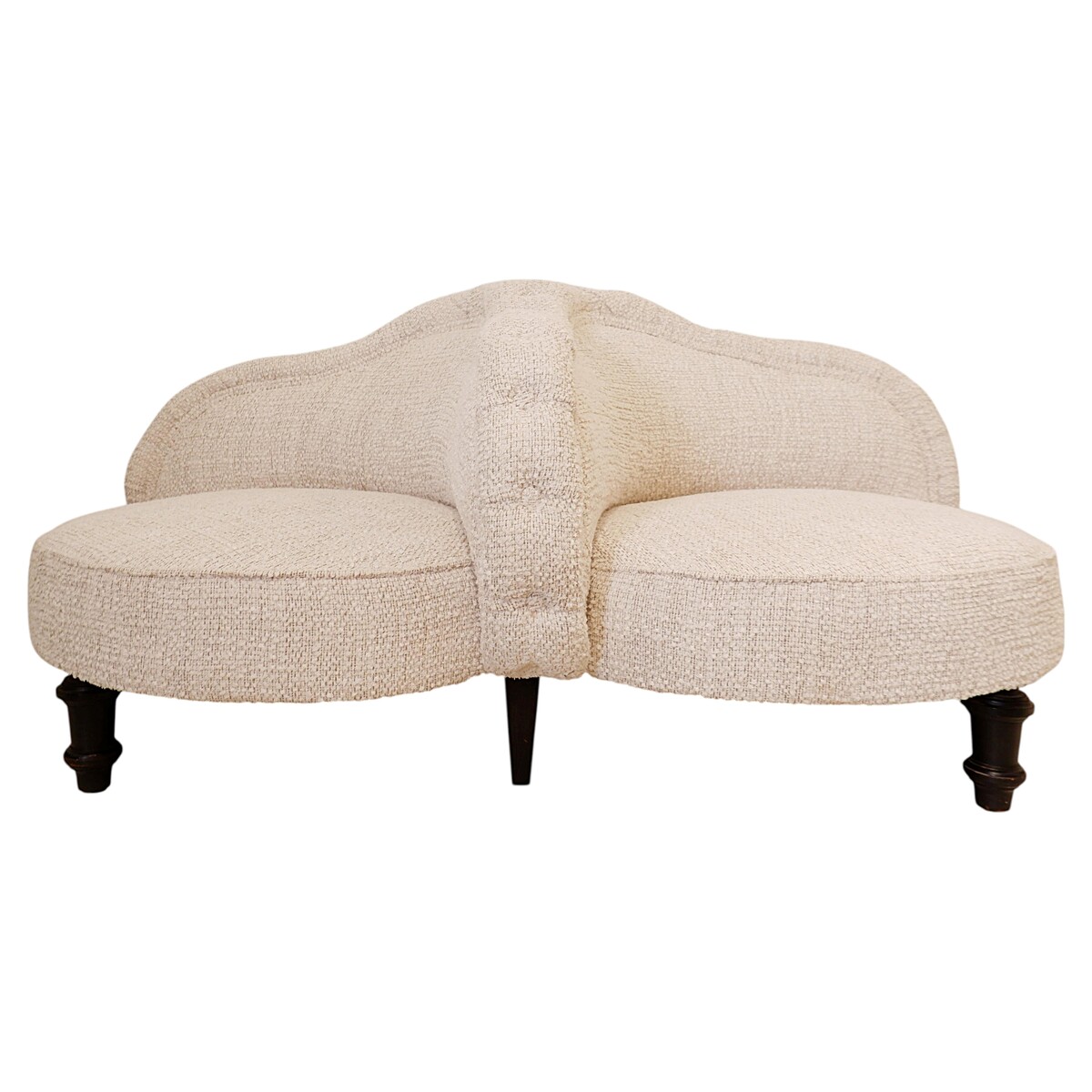 Antique Two Seater Sofas - New light cream textured fabric upholstery