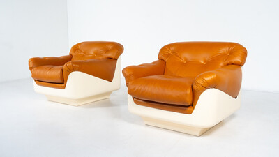 Armchair by Jorge Zalszupin, Fiberglass and Leather, 1960s - 4 available