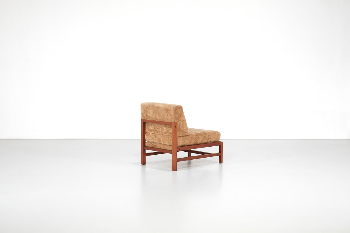 Armchair in wood with fabric, Italy 1960s