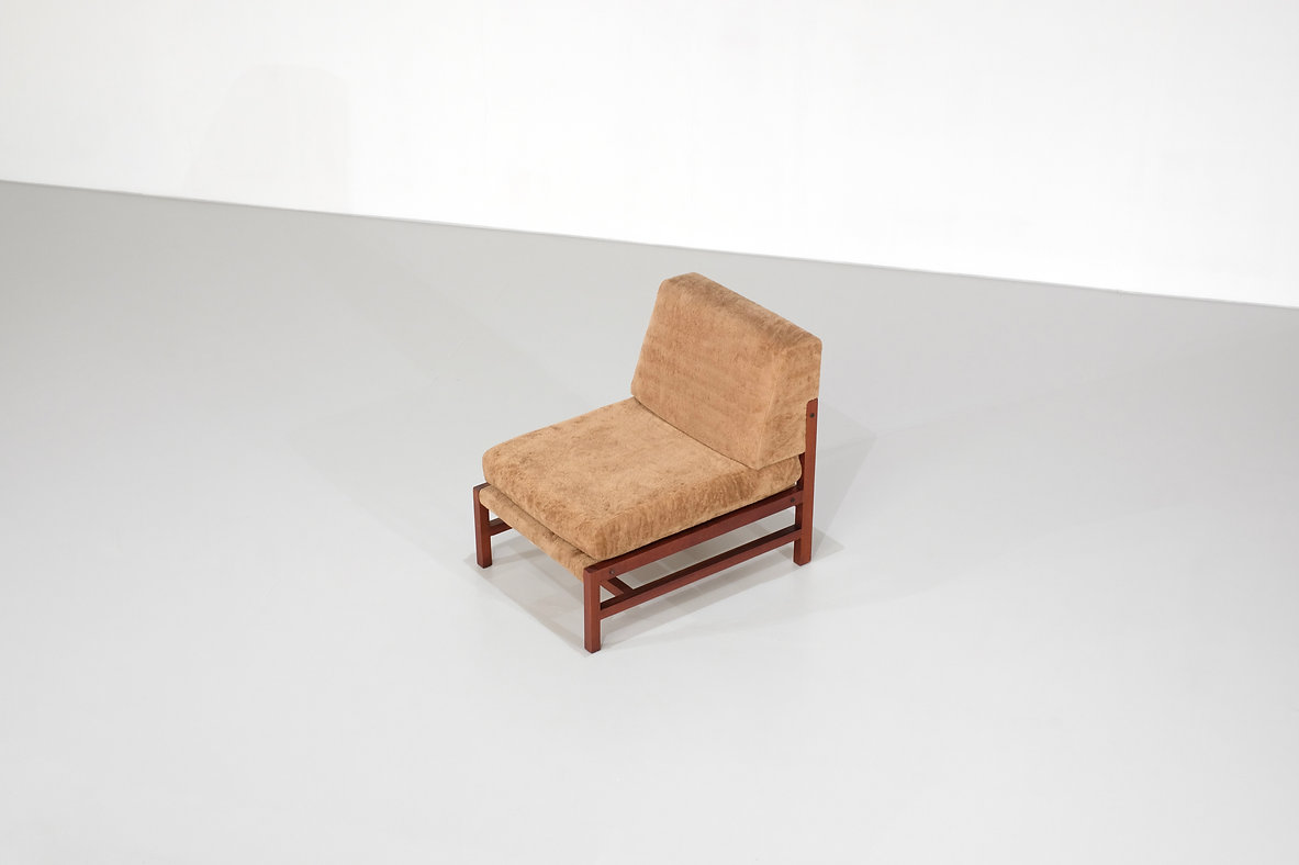 Armchair in wood with fabric, Italy 1960s