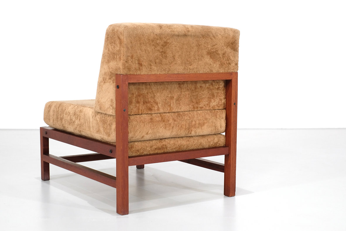 Armchair in wood with fabric, Italy 1960s