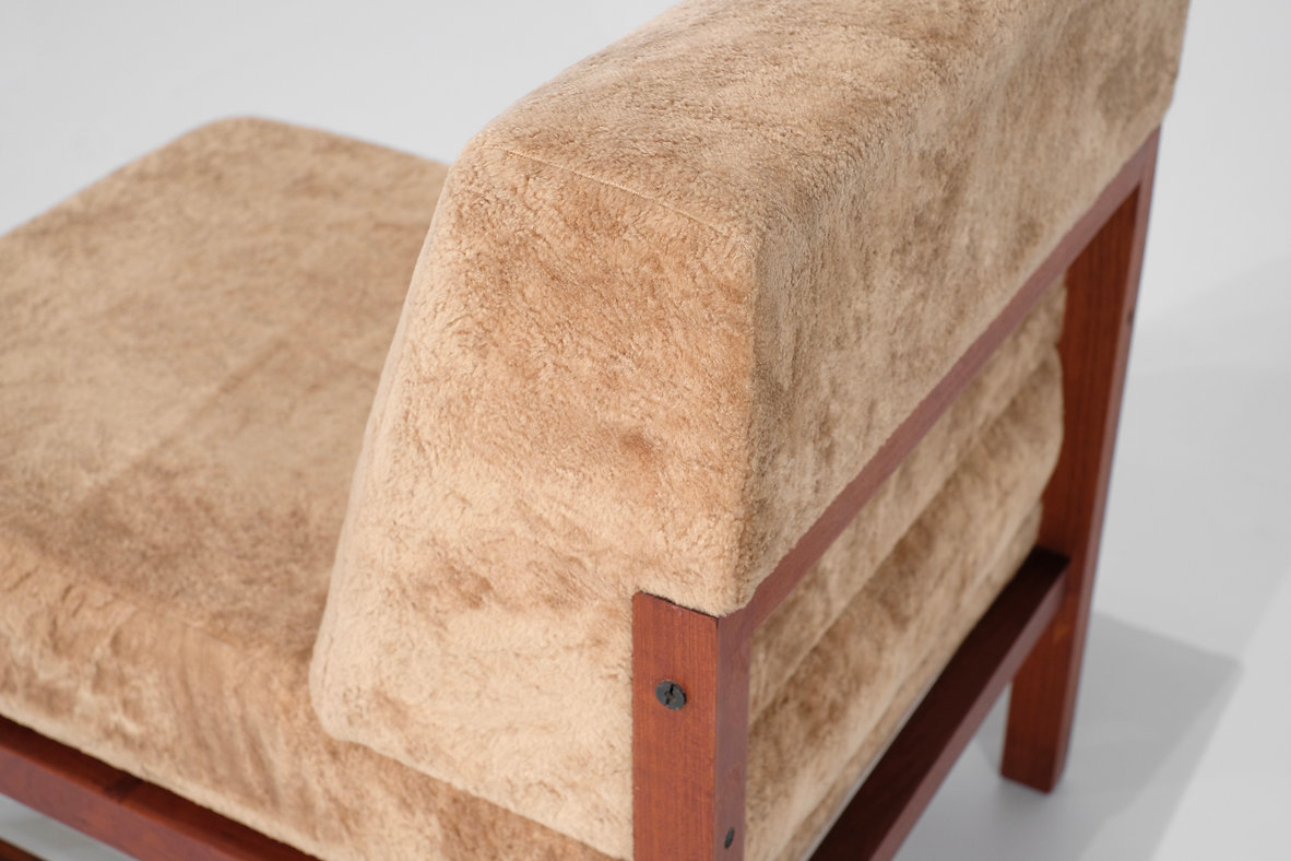 Armchair in wood with fabric, Italy 1960s