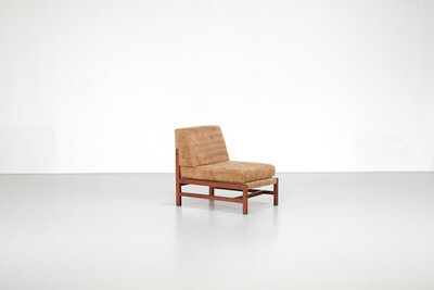 Armchair in wood with fabric, Italy 1960s