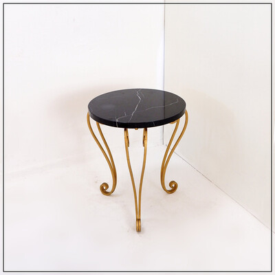 Art Deco Side Table in Marble and Gild Iron - René Prou Style