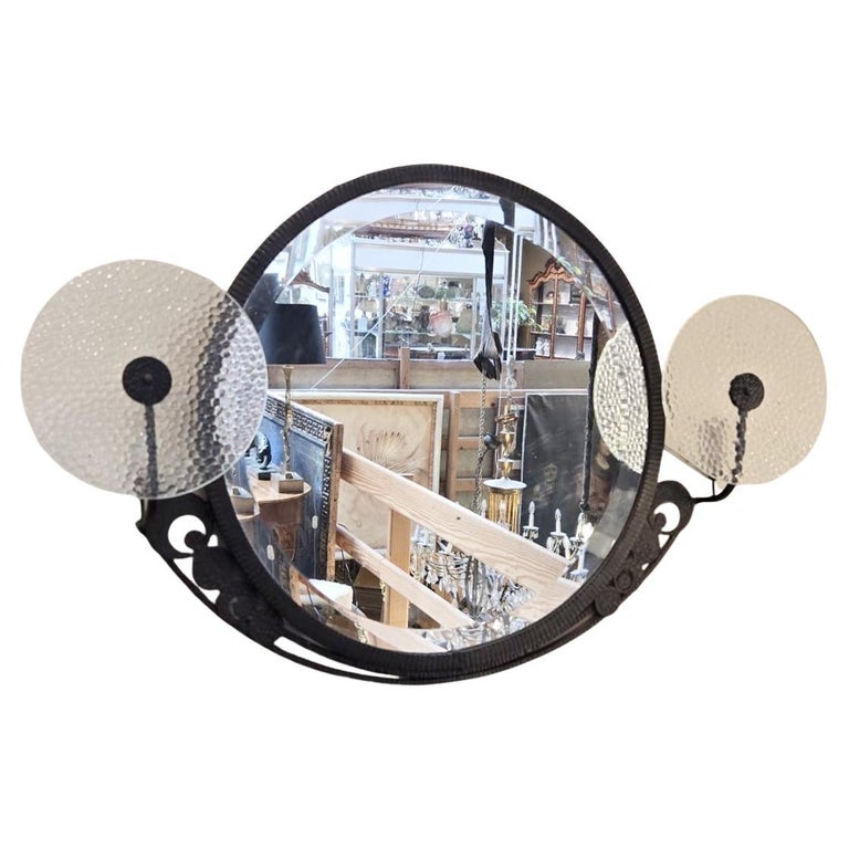 Art Deco Wrought Iron Console Table And Mirror, Circa 1940