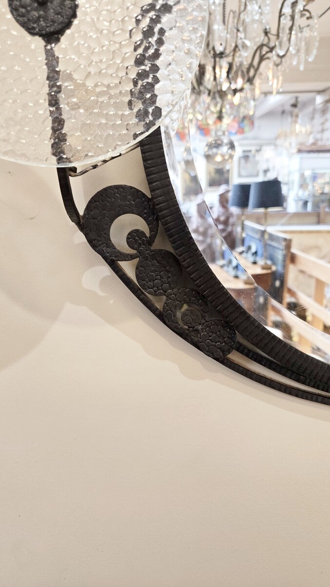 Art Deco Wrought Iron Console Table And Mirror, Circa 1940