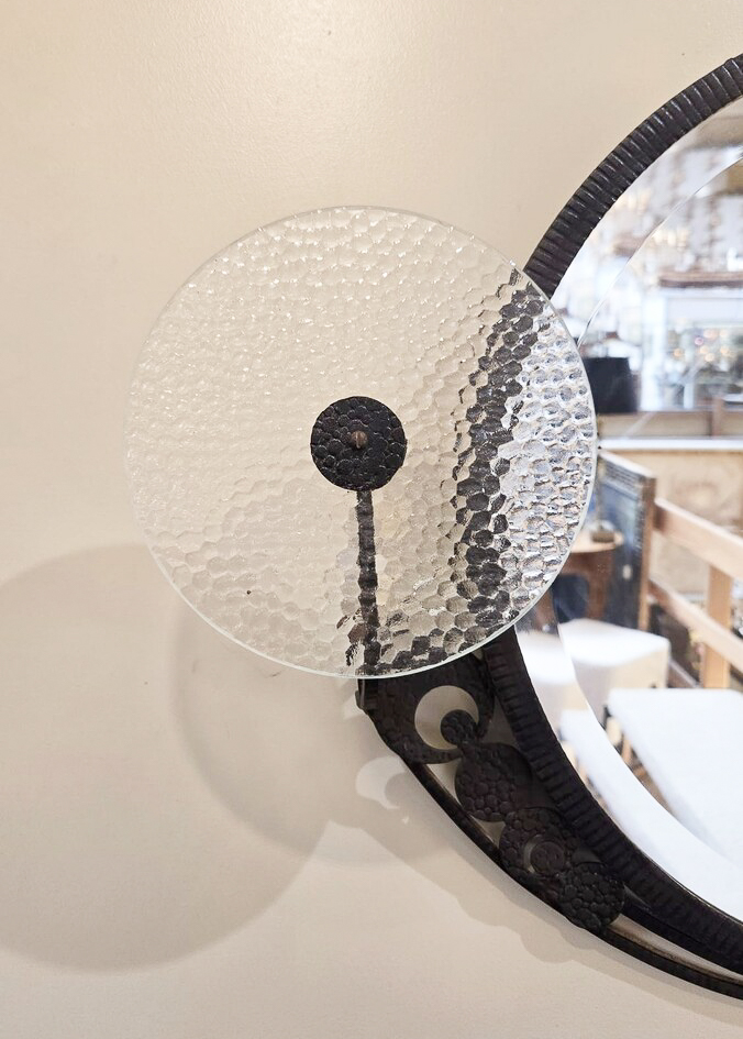 Art Deco Wrought Iron Console Table And Mirror, Circa 1940