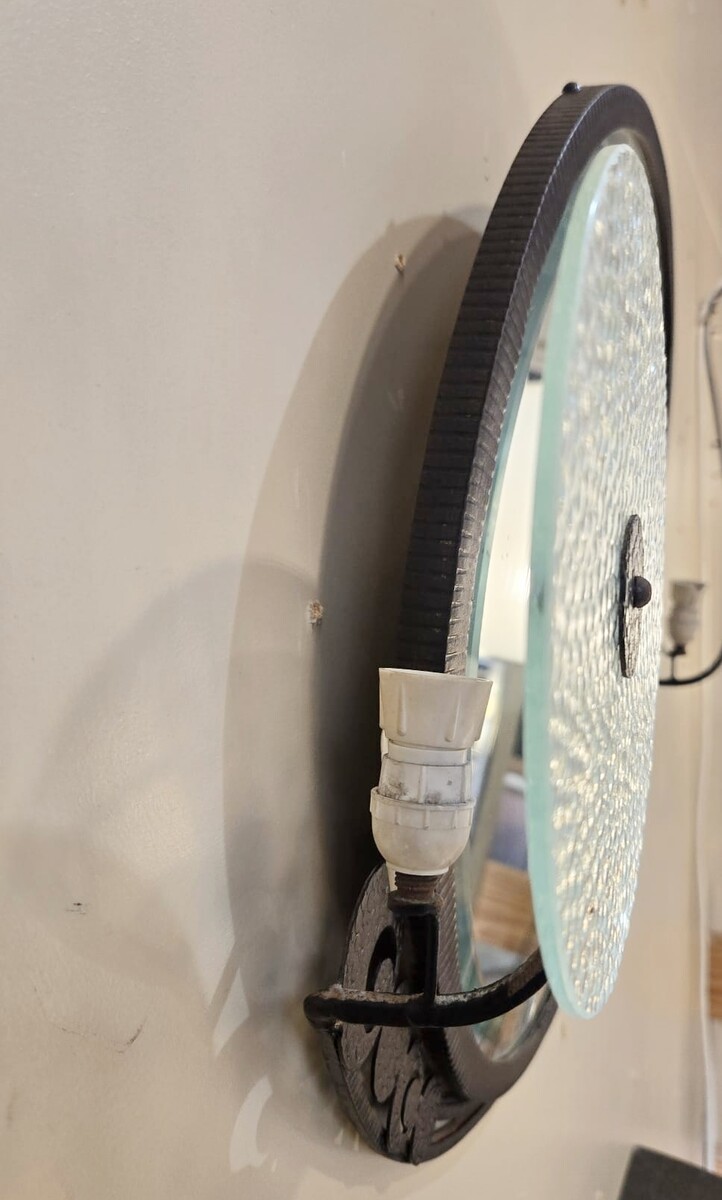 Art Deco Wrought Iron Console Table And Mirror, Circa 1940