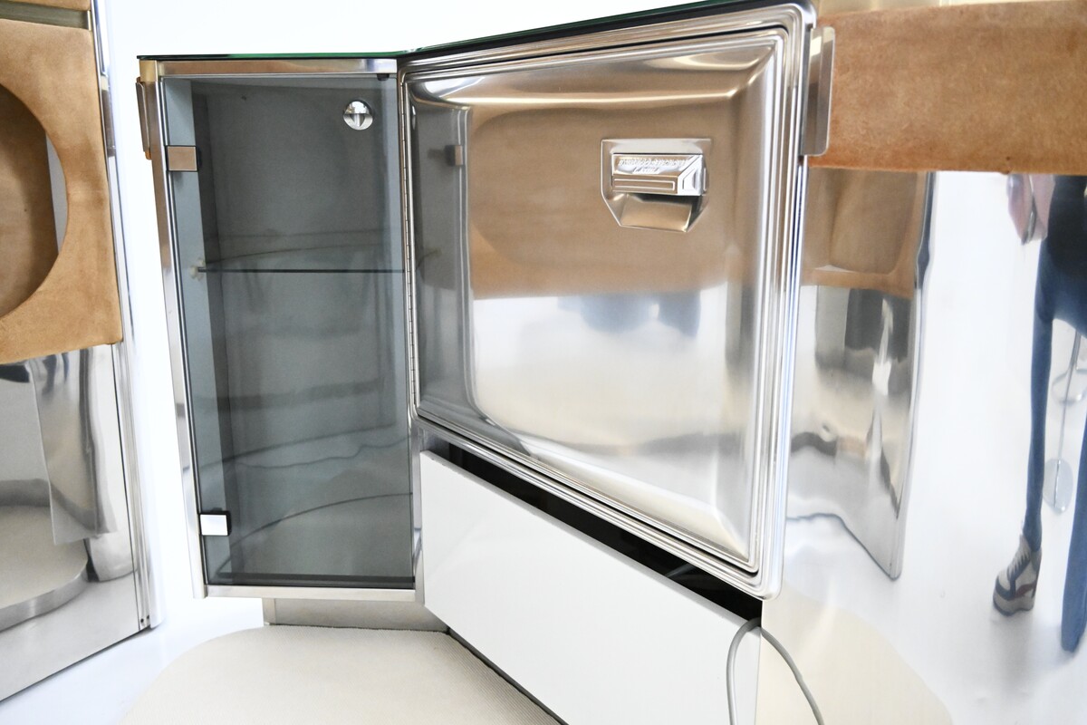 Bar set with 2 stools in the style of Willy Rizzo - 1970s