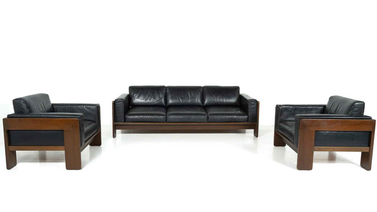 Bastiano Sofa by Tobia Scarpa for Knoll, leather and Wood , Italy, 1962