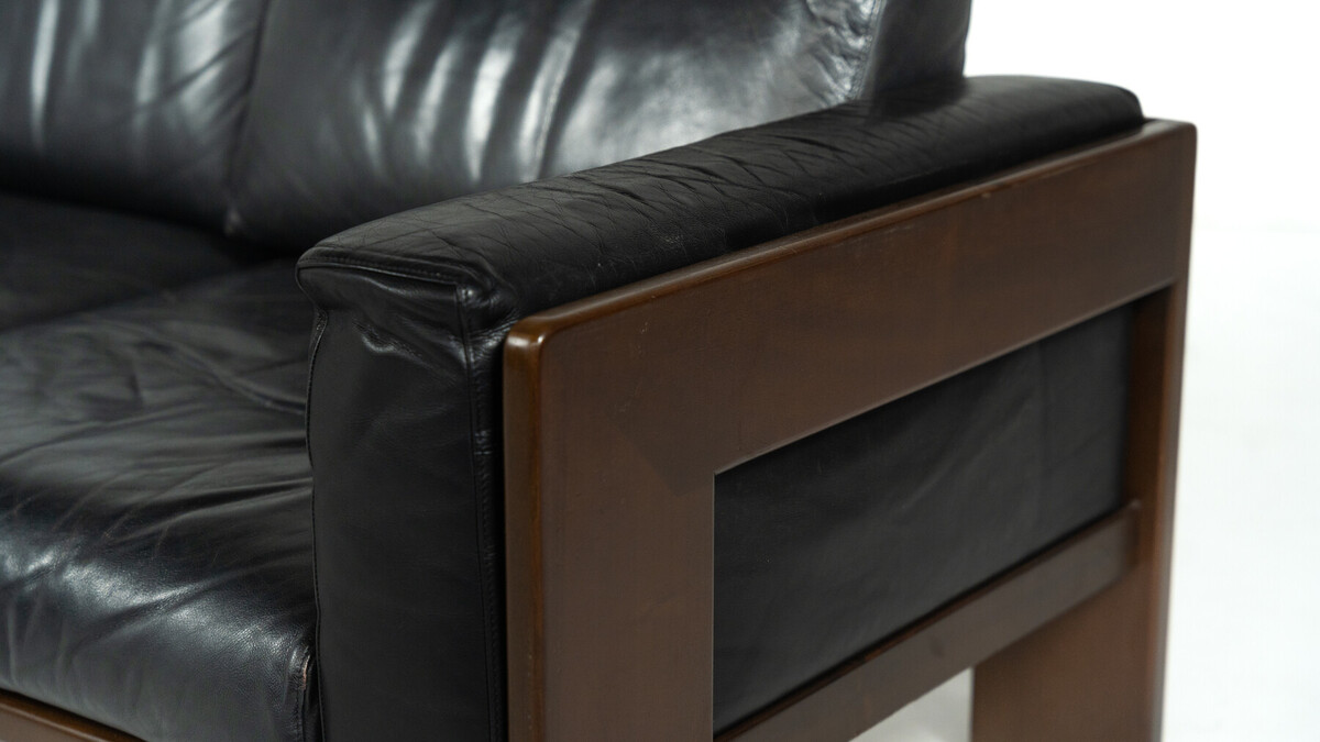 Bastiano Sofa by Tobia Scarpa for Knoll, leather and Wood , Italy, 1962