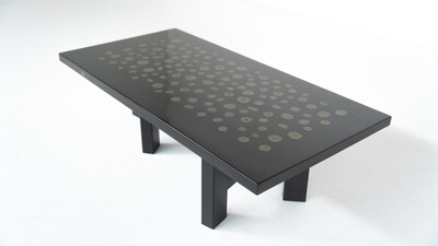 Black Lacquered Resin Table by Ado Chale, Belgium