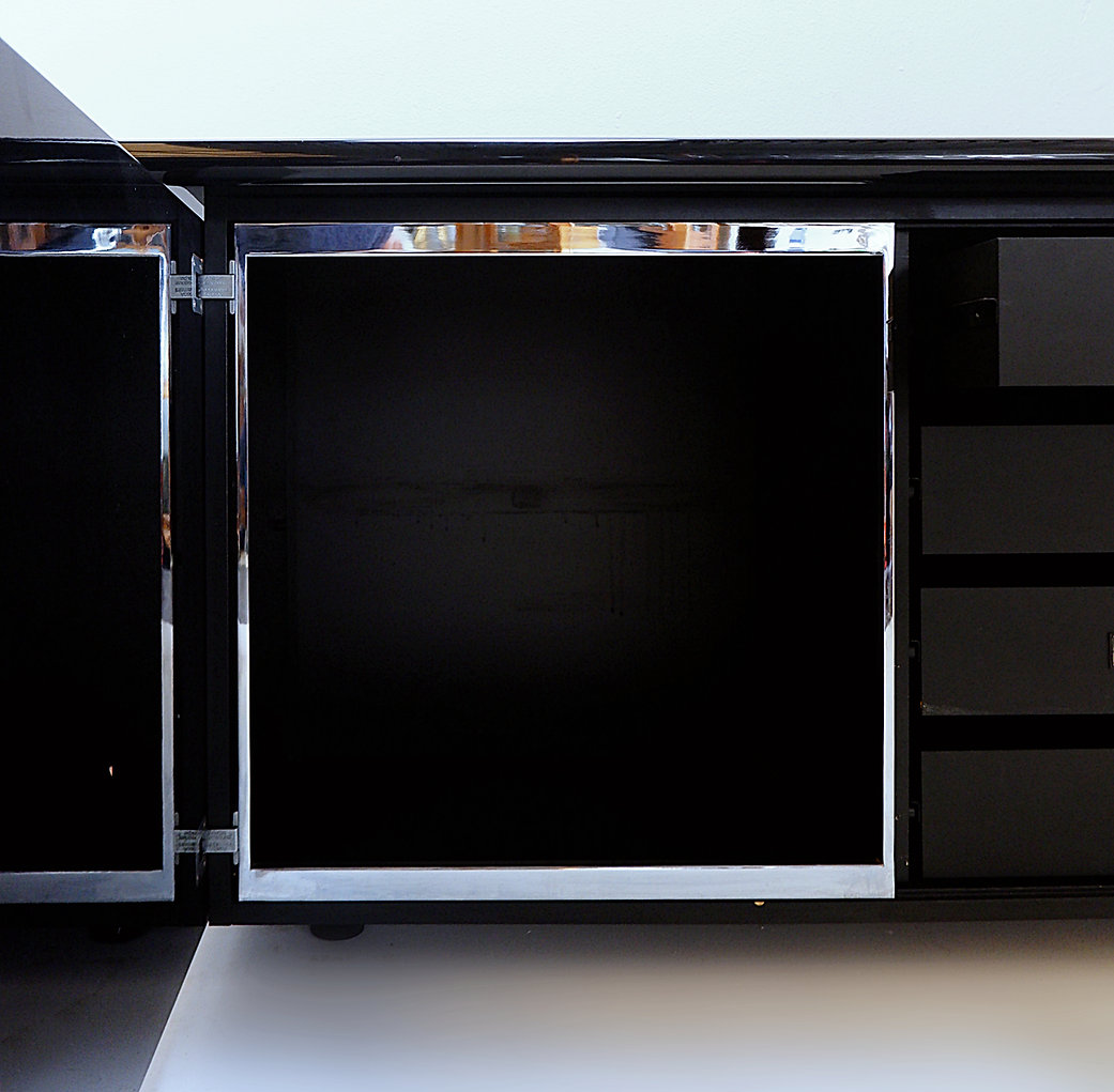 Black Lacquered Sideboard - Sheraton Serie,  Acerbis, 1980's