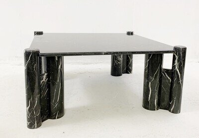 Black marble square coffee table. Mid-century modern - 1970s