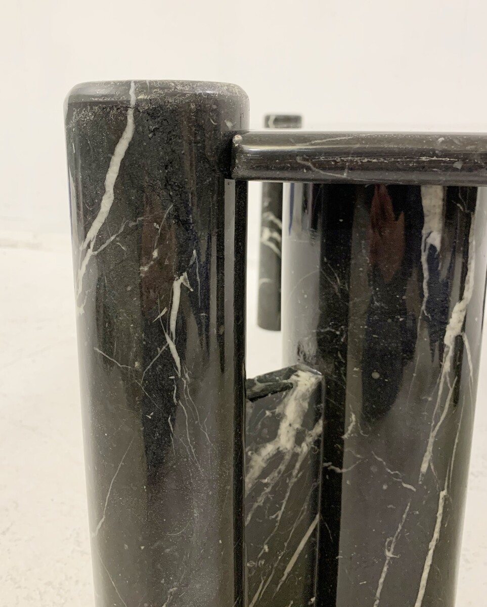 Black marble square coffee table. Mid-century modern - 1970s