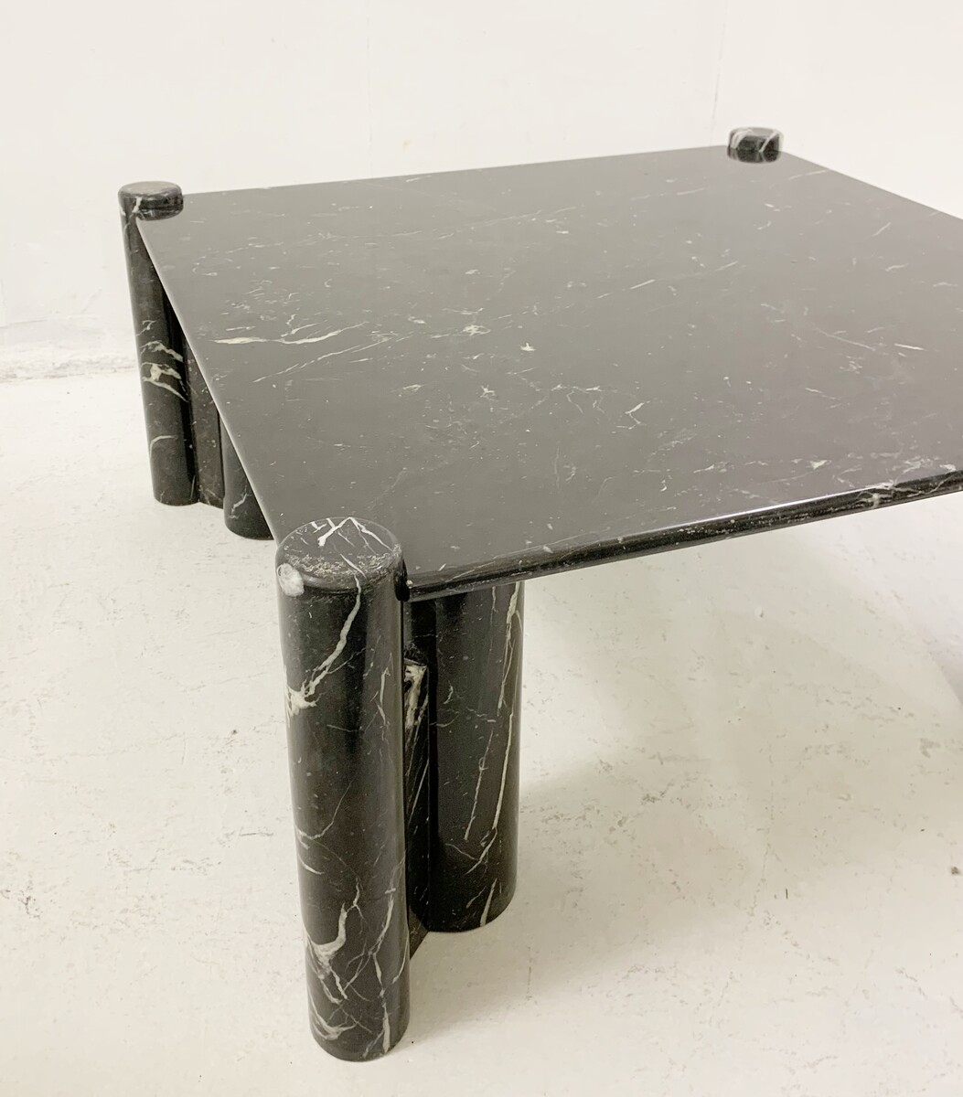 Black marble square coffee table. Mid-century modern - 1970s
