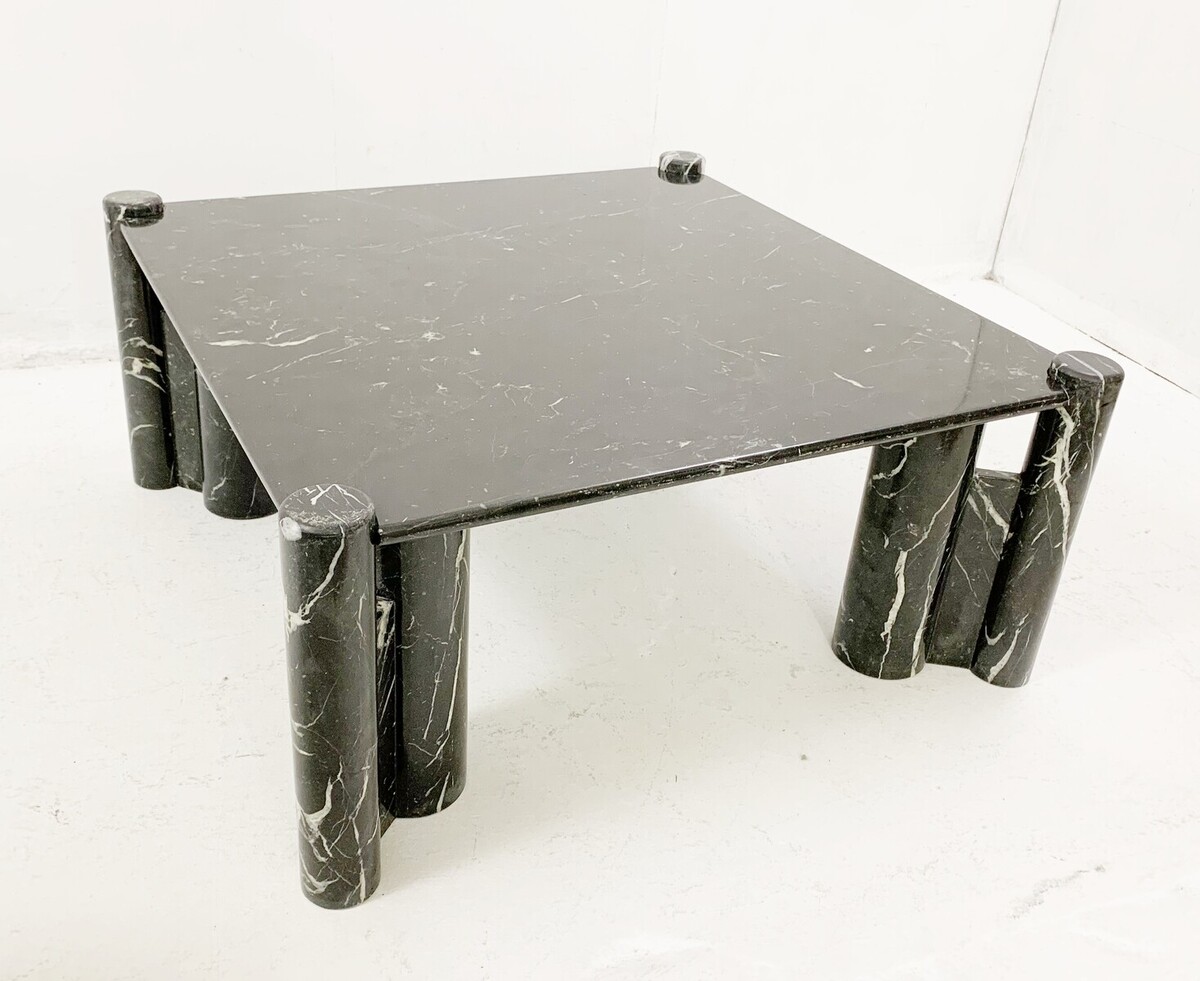 Black marble square coffee table. Mid-century modern - 1970s