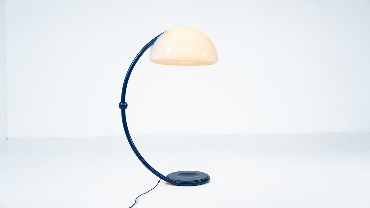 Blue Floorlamp Serpente by Elio Martinelli for Martinelli Luce, 1960s