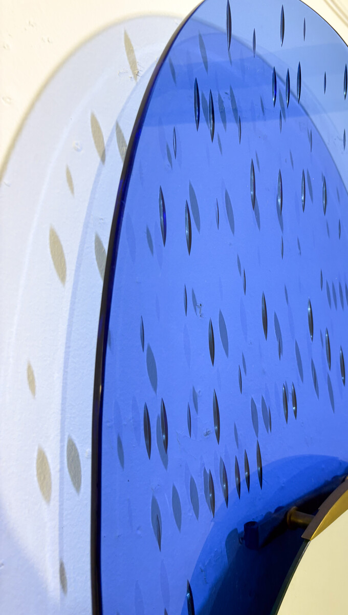 Blue Glass Mirror by Ettore Sottsass for Santambrogio & de Berti, Italy, 1950s