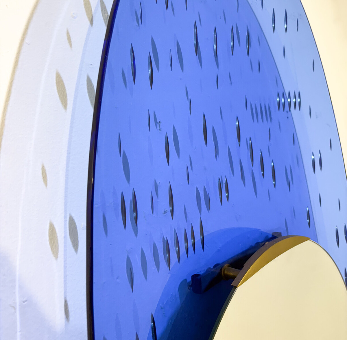 Blue Glass Mirror by Ettore Sottsass for Santambrogio & de Berti, Italy, 1950s