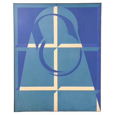 Blue oil on canvas by Philippe Croquant c.1970