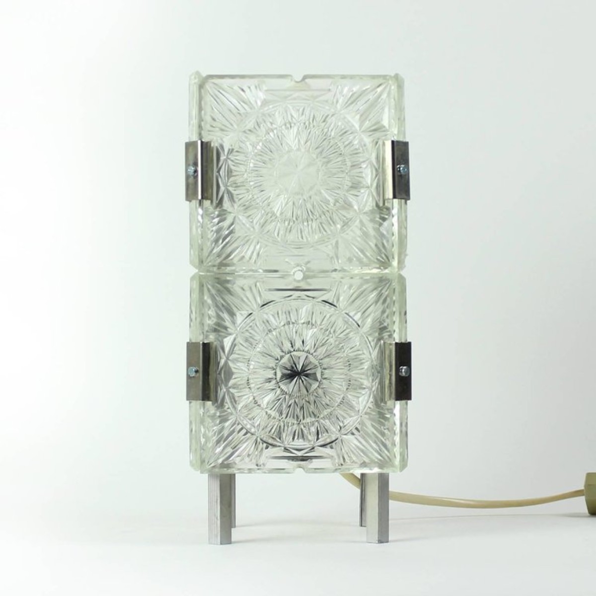 Bohemian Crystal Glass Table Lamp by Kamenický Šenov, Czechoslovakia, circa 1970