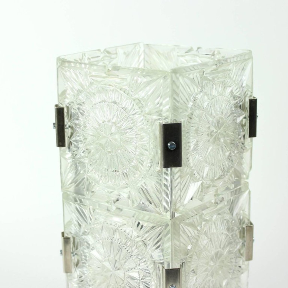 Bohemian Crystal Glass Table Lamp by Kamenický Šenov, Czechoslovakia, circa 1970