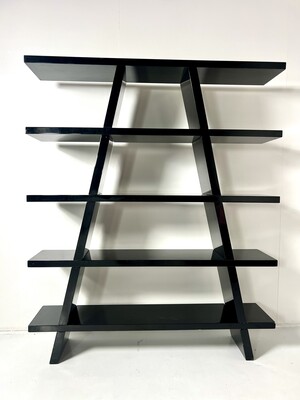 Bookshelf, Black Lacquered , Italy, 1980s