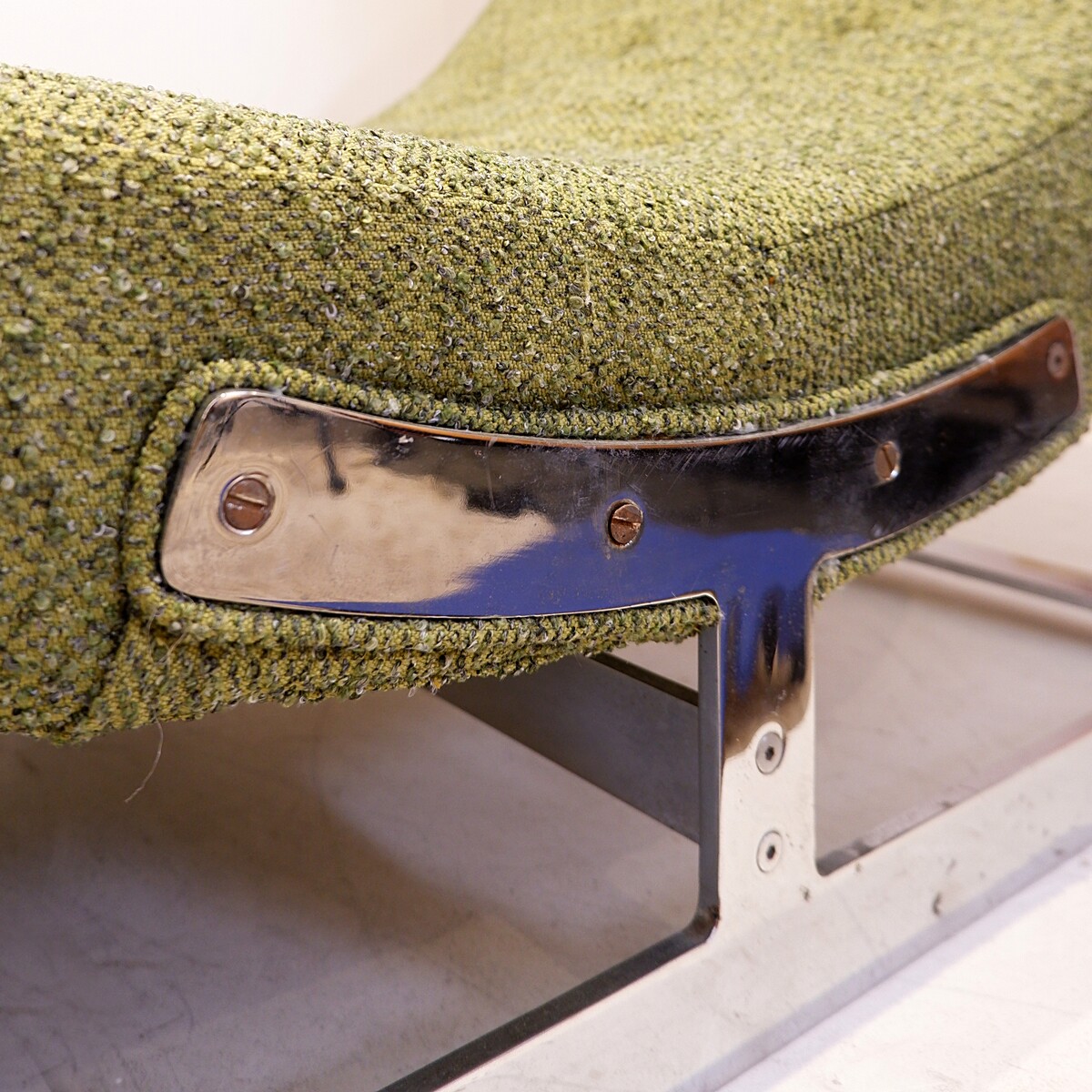 'Bradfield' chaisse lounge by Merrow Associates - Circa 1969 -  new green upholstery