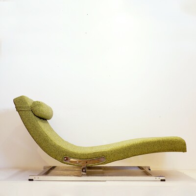 'Bradfield' chaisse lounge by Merrow Associates - Circa 1969 -  new green upholstery