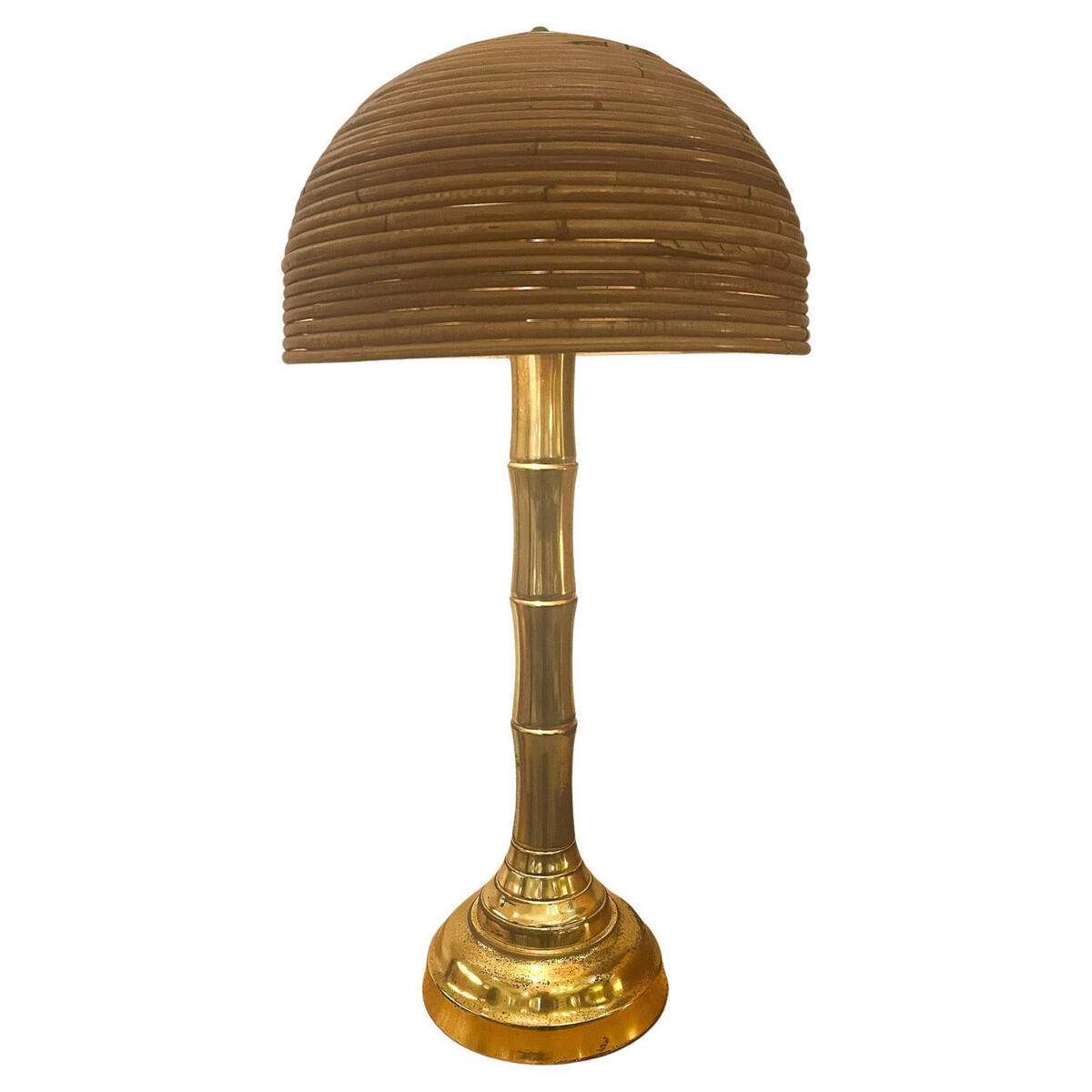 Brass and Bamboo Modern Table Lamp, Italy