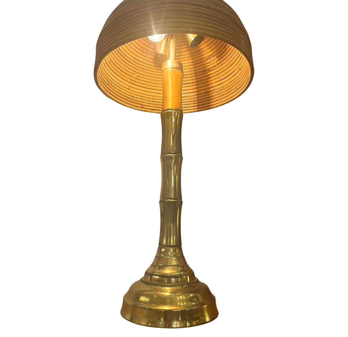 Brass and Bamboo Modern Table Lamp, Italy