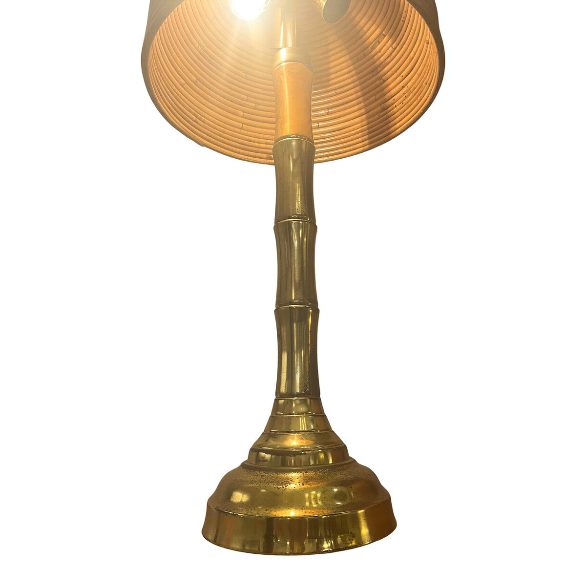 Brass and Bamboo Modern Table Lamp, Italy